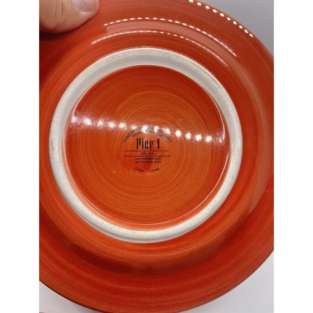 Pier 1 Del Sol Handpainted Earthenware  Dessert Salad Plates Set of Three 8 1/2